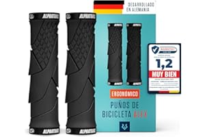 Alphatrail Puños Bicicleta Alex I Alta amortiguación con Goma Antideslizante I Fuerte Montaje de los puños al manubrio de la Bicicleta de Ø 22mm I duraderos un Compuesto y Caucho ecológico