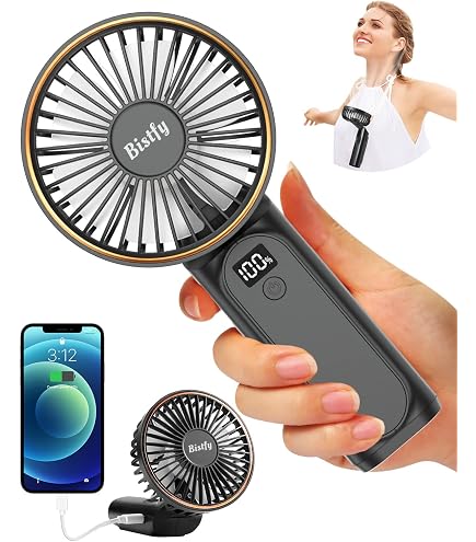 Ventilateur Personnel Portatif, Ventilateur de Bureau à Piles 5200mAh