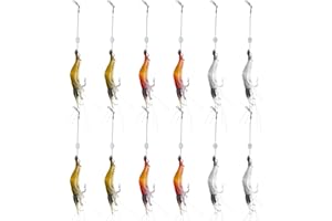 WANBY Set di Esche Mmorbide in Silicone Artificiale Esche da Pesca Luminose con Esche Artificiali per Gamberetti con Ganci Attrezzatura da Pesca Acqua Dolce/Acqua Salata