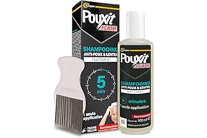 POUXIT - Flash - Shampooing anti-poux et lentes - Agit en 1 application de 5 minutes seulement - Traitement du cuir chevelu - 100 ml