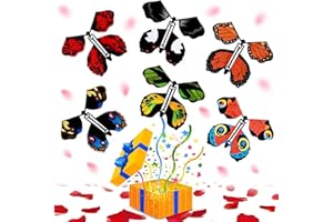 MBLFHSG Magic Flying Butterfly Toy, Clockwork Butterfly Card, Wind Up Rubber Band Powered Flying Butterfly Surprise for Colorful Bookmark and Easter Egg Basket Stuffers Birthday Gifts6 Pcs