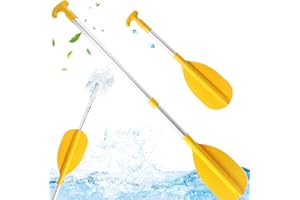 PINEESEATILE Boat Paddle 21''-43'' Telescoping Paddle Anti Slip Boat Oar Aluminum Plastic Canoe Paddles Safety Boat Accessories For Kids And Adults Boating Yellow,Telescoping Paddle