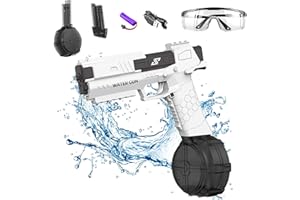 XINRONGDA Pistola de Agua Eléctrica para Adultos y Niños, Pistolas De Agua Super Soaker De Largo Alcance para Adultos con Gafas, Summer Pool Beach Party Toys, Blanco