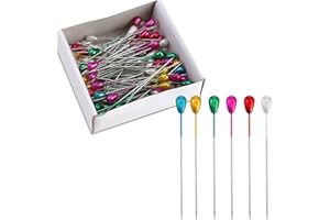 ELKFLEE 144 Pcs Teardrop Sewing Pins 55mm Long Pearl Head Dressmaking Pins Straight Coloured Sewing Quilting Fixed Pins for Making Dress Suit Clothes Design Jewelry DIY Crafts, 6 Colors