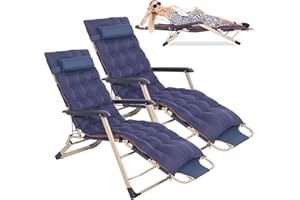 SPRINGOS Lot de 2 chaises longues de jardin avec coussin d'assise, appuie-tête, repose-pieds, 66 x 137 x 92 cm, 2xGC0063
