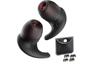 KAUGIC Ear Plugs for Sleep Noise Cancelling, Reusable & Washable Soft Silicone Earplugs for Noise Reduction, Sleeping, Snoring, Work, Travel, Studying, Concerts - 8 Ear Tips in XS/S/M/L, Black