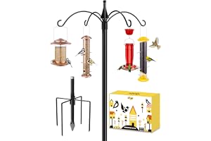 iBorn 2,5 cm tjocklek herdekrokar för utomhus fågelmatarstång 198 cm höjd vild fågelmatare stativ herdekrok för kolibrimatare, 4 toppkrokar, 5 basspetsar (matare ingår inte)