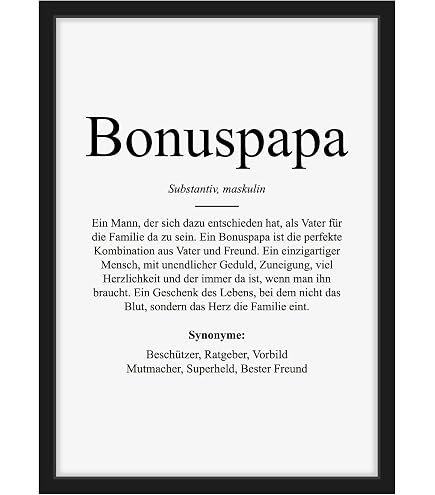 KAMEWI Grußkarte „BONUSPAPA Definition“ – Klappkarte DIN A6 Aus Kraftpapier, Perfekt Zum Danken An Vatertag Oder Geburtstag