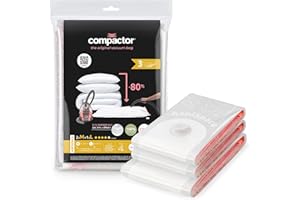 Compactor - Lot de 3 sacs de rangement sous vide – 2 tailles M 90 x 55 cm + 1 taille L 100 x 80cm - Rangement sous vide pour vêtements, couettes et oreillers