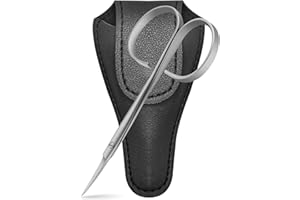 CGBE Profi Nagelhautschere Extra Fein: Hautschere Extra Scharf aus Edelstahl mit Gebogener Spitze - Runder Griff - Inklusive PU-Leder Tasche - zum Präzisen Kürzen Nagelhaut und Abgestorbener Haut