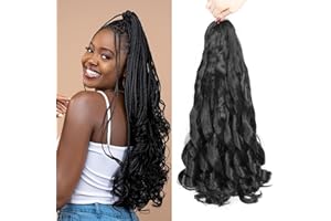 BSMLSPHW French Curls Braiding Hair 24 Inch 8 Packs Pre Stretched Loose Wave Bouncy Braiding Hair Spanish Curly Ends Synthetic Hair Extensions for Braiding (1B)
