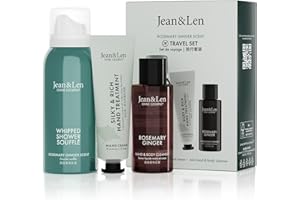‎JEAN & LEN Jean & Len Travel Set Rosemary & Ginger, ideales kleines Geschenk oder Mitbringsel, Produkte für Körper und Geist, Verpackung ist FSC zertifiziert, kleine Reisegrößen, veganes Geschenkset
