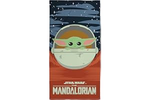 Character World Serviette Officielle Disney Mandalorian Star Wars | Toucher Super Doux, Motif Petit Voyageur | Parfait pour la Maison, Le Bain, la Plage et la Piscine, Multicolore, 140 x 70 cm