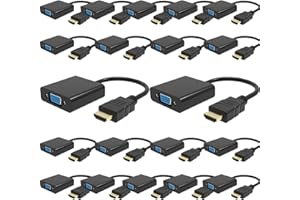LA BRODÉE HDMI zu VGA, 1080P VGA zu HDMI Adapter für Computer, Laptop, PC, Monitor, HDTV, Digital-zu-Analog-Konverterkabel für Xbox 360, PS3, TV-Box auf Projektor-Display (20 Stück)