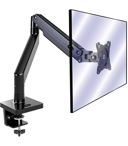 HFTEK HF24GA – Supporto Da Tavolo Per 2 Monitor Da 15 A 27 Pollici – VESA 75/100, Regolabile In Altezza Con Molla A Gas