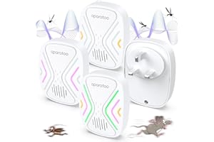 BUBBACARE Ultraschall Maus und Ratten 360°, Ultraschall Gegen Mäuse 4 Stück,Ultraschall Mäuseabwehr Plug-In,Mückenstecker Rattenabwehr für Kakerlaken,Mückenfalle für Innen für Fliegen Motten Mäuse