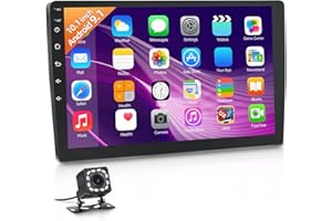 NHOPEEW 10.1 Inch Double Din Car Stereo HD Touch Screen Car Radio GPS Navigation Bluetooth FM Radio Support WiFi Mirror Link for Android/iOS Phone + Dual USB Input & Reversing Camera