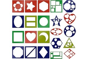 MWOOT Geometric Shapes Stencils Template Set for Kids Children Painting Craft,Simple Shapes Colorful Drawing Stencils for Drawing Learning (Pack of 22)