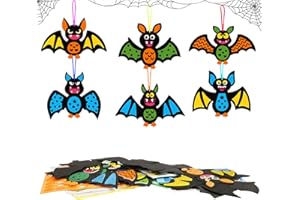 Gibocot 12 Pack Halloween Crafts for Kids - DIY Bat Peel & Stick EVA Foam Self-Adhesive Art & Craft, Halloween Activities for Children to Make Your Own Creative Hanging Decorations