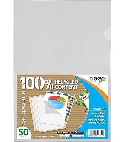 50 Pack A4 Clear Plastic Report Covers – Open Top & Side, 100 - View #10