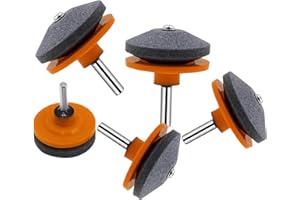 bluesees Lawnmower Blade Sharpener, 5pcs Universal Grinder Wheel Stone, Lawn Mower Blade Balancer Tool for Any Power Drill Hand Drill, for Garden, Courtyard, Kitchen