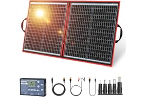 DOKIO 80W Portable Folding Monocrystalline Solar Panel Kit for Charging 12v Battery with Controller USB Output Waterproof for Camping Caravan Boat