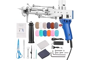 Ampvolts Tufting Gun Kit - 2 en 1, 5-40 Étapes/S Tufting Gun Cut and Loop, 4-21 mm machine à tricoter électrique，Idéal pour les Outils de Bricolage à Domicile, la Fabrication de Tapis, les Débutants.