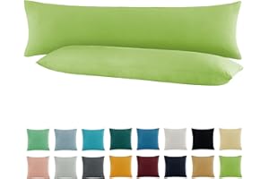 SHC TEXTILIEN SHC by BaSaTex 2er Pack Jersey Kissenbezüge Kissenhüllen | Kopfkissenbezug aus 100% Baumwolle | 40x145 cm Seitenschläfer Kissenbezug | Farbe Apfel Grün