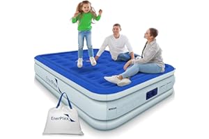 EnerPlex Never-Leak Twin Air Mattress with Built in Pump Raised Luxury Twin Airbed Double High Twin Inflatable Bed Blow Up Bed|Blue|Twin