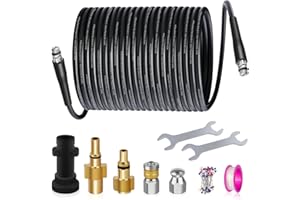 FANOVO 15M Pressure Washer Drain Pipe Sewer Blockage Hose Cleaning Kit with Jet Nozzle and Rotating Jet Nozzle for Karcher K2-K7 Series,3 Adapters Replacement for Bosch, Lavor Pressure Washer (A)