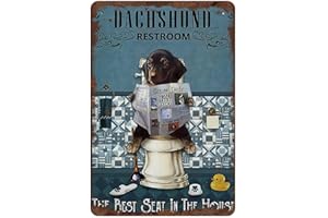 LSJUEE Animal Métal Tin Sign Teckel Toilettes Teckel Toilettes Salle De Bains Pet Memorial Drôle Animal Maison Chien Vintage Affiche Plaque Décoration Murale Vintage Pour La Maison Cuisine Ferme Café Magasin