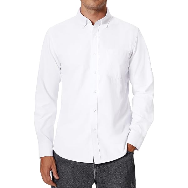 Tom Baine Men's Performance Stretch Long Sleeve Button-Down Shirt - Wrinkle Free & Packable
