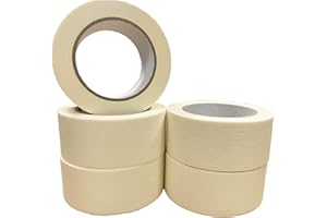VIROSA Pack of 5 Masking Tape | 48mm Wide, 50 Metre Rolls | Ideal for Painters, Decorators Professional & DIY Use | Painting Walls, Crafts & more