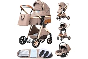 YAZOCO Poussette 3 en 1 Pliable Poussette Bebe Confort Moustiquaire, Couvre - Pieds, Porte - Gobelet, Coussin Poussettes et Landaus
