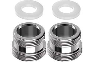 Yvyan Tap Adapter M22 to M24-2 Pieces, Thread Adapter for Male Thread M22 and M24, Suitable for Kitchen Taps, Water Savers, Water Cleaners, Hose Connections (Silver, M22-M24)