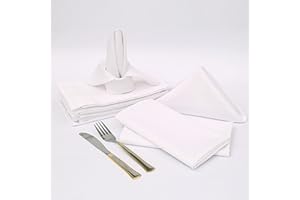 CHARKHAH White Cloth Napkins Set of 12 Soft Blend Thick Thread Linen Fabric Reusable Cotton Napkin with Size 46 cm x 46 cm Ideal for Home Office Wedding Party Hotel Kitchen Table Decoration
