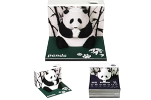 JXAXD Panda kalendarz 2025 z uchwytem na długopis, kalendarz 3D na rok 2025, notatnik 3D Panda, biurko 3D, podkładka na notatki, papier do rzeźbienia, prezent, dekoracja biurka na Halloween, Boże