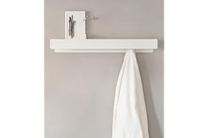Kazai.® Perchero de Pared 'Kian' | Moderno con Ganchos para Colgar Ocultos y Estante | Colgador de Pared de Diseño en Metal | Percheros para Puerta y Recibidores de Entrada | Blanco