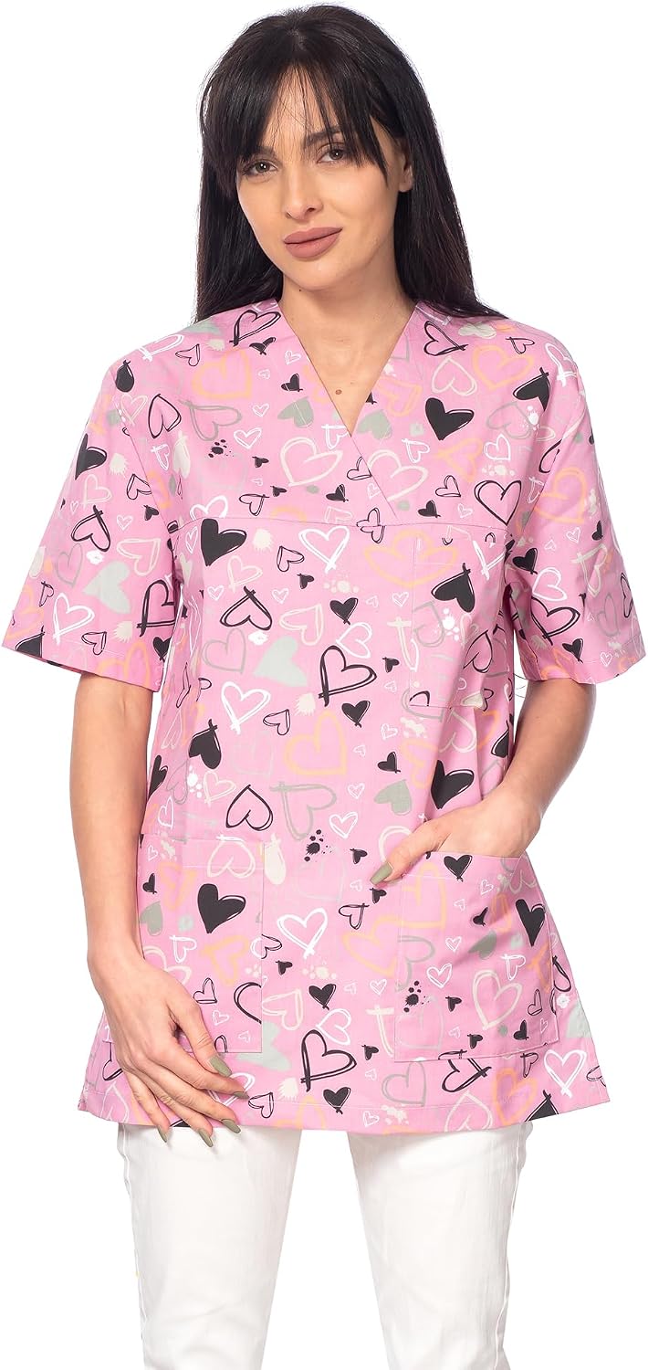 DINOZAVR Bruna Sanitario Camisa Médica con Cuello en V para Mujeres