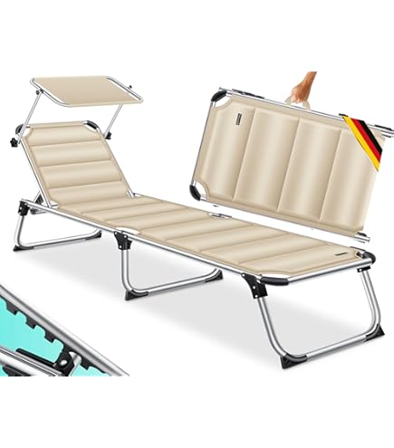 Lettino Prendisole Tot&ograve; Piccinni Vieste - Pieghevole Leggero In Alluminio Con Tettuccio