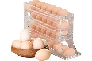 SHENGRUILI Contenedor de huevos para frigorífico, 4 niveles para frigorífico, soporte para huevos, frigorífico, almacenamiento de huevos, organizador apilable para huevos, almacenamiento de huevos