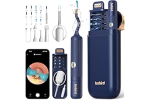 CAPMESSO Otoscopio Endoscopio auricolare: Pulitore auricolare flessibile WiFi HD 1920P con telecamera - 2025 NUOVO Pulitore auricolare grandangolare a 360° con luce per esami di orecchie/naso/gola Otoscopio pe