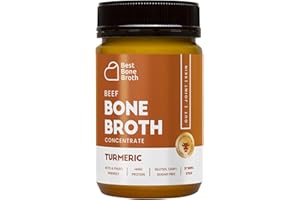 Best Bone Broth Premium Beef Bone Broth Concentrate Turmeric Flavour - 100% Sourced from Grass Fed, Pasture-Raised Cattle - Protein and Collagen - Soup, Stocks and Sauces - 375g (37 Servings)