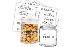 v2croft 168 Kitchen Pantry Labels for Containers,Preprinted Black Bold Text Food Name Stickers,Organization Labels for Jars Canisters & Storage Bins(Water Resistant)
