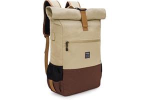 EverVanz Hydrofuge Sac à Dos Jour pour 17 Pouces Ordinateur Portable, pour école, élégant avec Port USB, Roll Top résistant à l'eau, léger et décontracté, avec Zip d’Accès Rapide