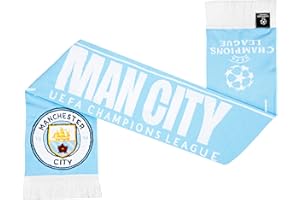 MANCHESTER CITY F.C. Gloves & Beanie Set or Scarf for Boys, Champions League Football Man City Winter Accessories, Gifts for Him