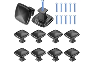 Xiaomoyu Czarne gałki do szuflad, 10 sztuk, uchwyty meblowe, do szafy, szuflady, kuchni, kwadratowe, 30 mm