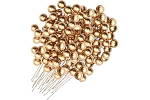 VEGCOO 210 Pezzi Bacche di Natale Artificiali, 10 mm Bacche di Agrifoglio di Natale Bacca Natale Ghirlanda, Bacche Natalizie per Decorazioni Natalizie Fai da Te (Oro)