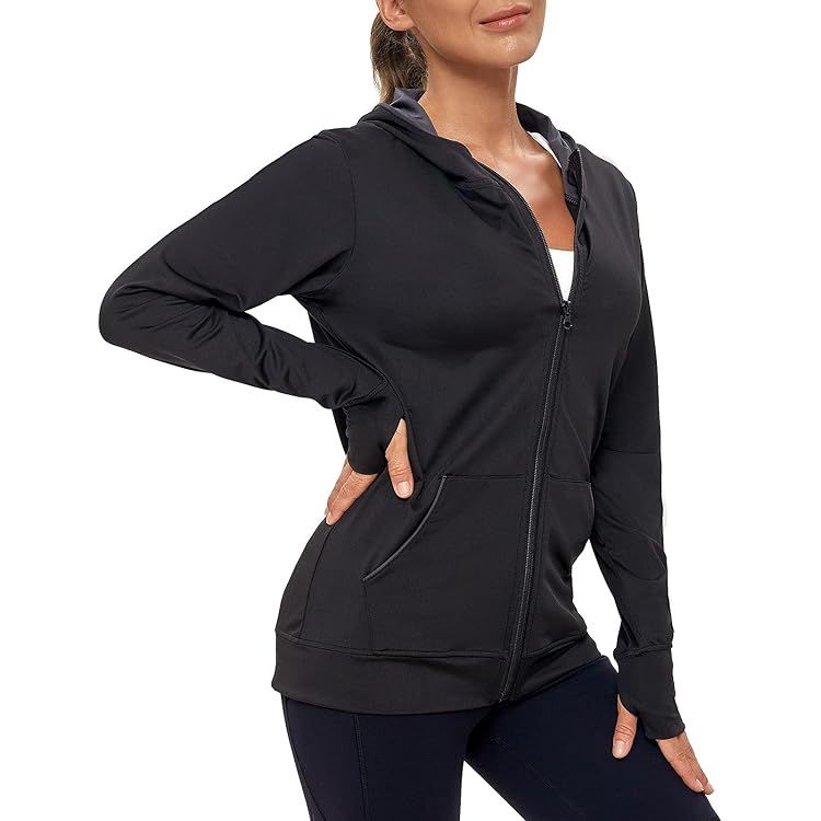 WILLIT Hardloopjack voor dames, sportjack, lange mouwen, zonnebescherming, hoodie, uv-shirts, loopshirt, UPF 50, lichte jas, yoga, fitness, sport, wandelen, met zakken, wit, XS