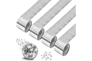 SAIJIAN 4 Rollen Mosaik Spiegelstreifen 6400 Stück Mini Spiegel Mosaikfliesen Selbstklebend Quadratische Mosaikglas Spiegelaufkleber für DIY Handwerk Dekoration Silber 5 x 5 mm